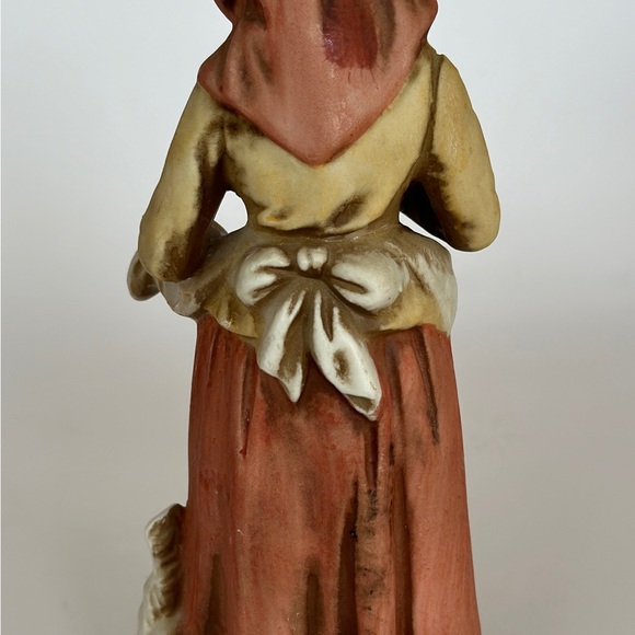 Vintage Homco Farming Figurine Woman With Fruit Basket and Dog 8” - Picture 3 of 5